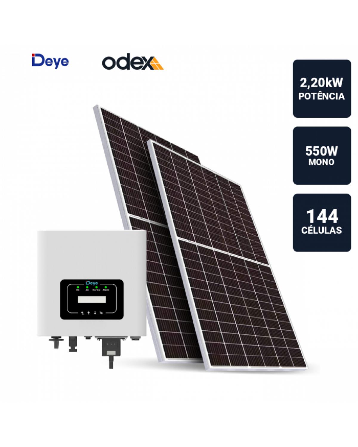 GERADOR SOLAR 2,2KWP INVERSOR DEYE 3KWP 4 PAINEIS 550W ODEX TELHA METALICA/TRAPEZOIDAL/ZIPADA